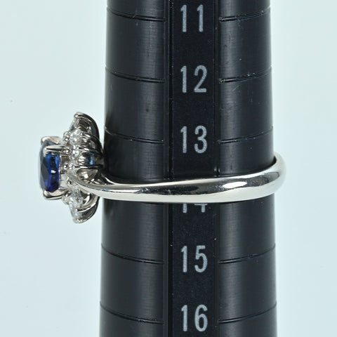 【中古】PT900 SAPPHIREサファイアリング S0.986ct D0.31ct 5.9g #14