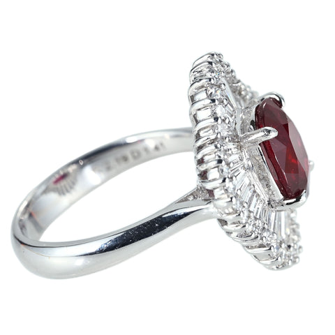【中古】 K18WG TANZANIA NO HEAT RUBY RING タンザニア産 非加熱ルビーリング R2.19ct D1.41ct GRS鑑別書 6.7g #11