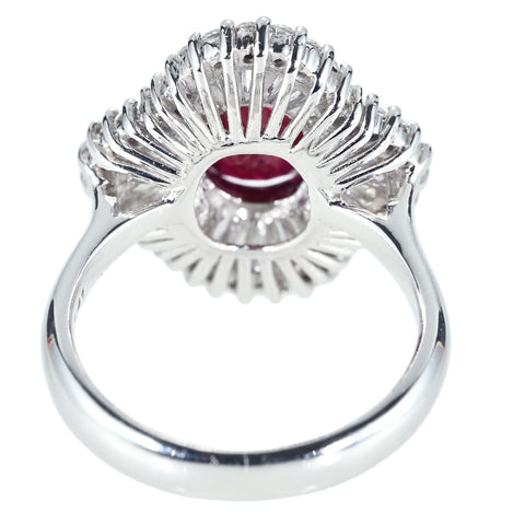 【中古】 K18WG TANZANIA NO HEAT RUBY RING タンザニア産 非加熱ルビーリング R2.19ct D1.41ct GRS鑑別書 6.7g #11