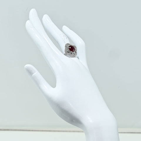 【中古】 K18WG TANZANIA NO HEAT RUBY RING タンザニア産 非加熱ルビーリング R2.19ct D1.41ct GRS鑑別書 6.7g #11