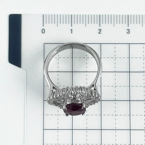 【中古】 K18WG TANZANIA NO HEAT RUBY RING タンザニア産 非加熱ルビーリング R2.19ct D1.41ct GRS鑑別書 6.7g #11