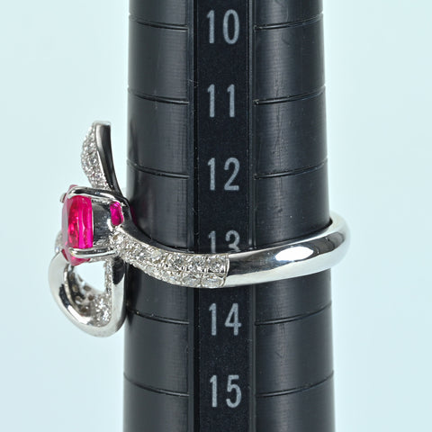 【中古】K18WG Mynmar RUBY RING ミャンマー産ルビーリング R1.31ct D0.67ct AIGS ピジョンブラッド 鑑別書 5.8g # 13