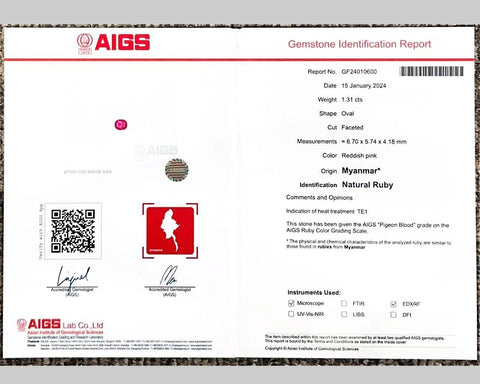 【中古】K18WG Mynmar RUBY RING ミャンマー産ルビーリング R1.31ct D0.67ct AIGS ピジョンブラッド 鑑別書 5.8g # 13