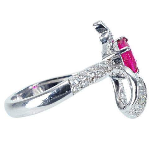 【中古】K18WG Mynmar RUBY RING ミャンマー産ルビーリング R1.31ct D0.67ct AIGS ピジョンブラッド 鑑別書 5.8g # 13