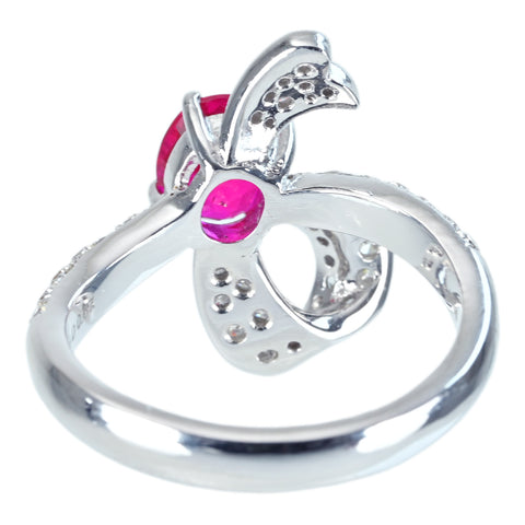 【中古】K18WG Mynmar RUBY RING ミャンマー産ルビーリング R1.31ct D0.67ct AIGS ピジョンブラッド 鑑別書 5.8g # 13