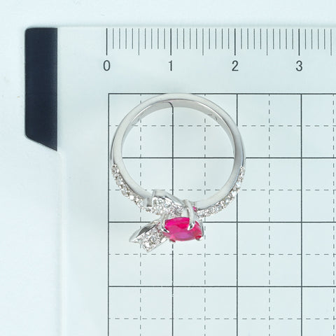 【中古】K18WG Mynmar RUBY RING ミャンマー産ルビーリング R1.31ct D0.67ct AIGS ピジョンブラッド 鑑別書 5.8g # 13