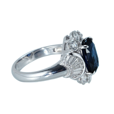 【中古】K18WG SAPPHIRE RING スリランカ産サファイアリング S3.89ct D1.42ct GRS鑑別書 8.4g ＃13.5
