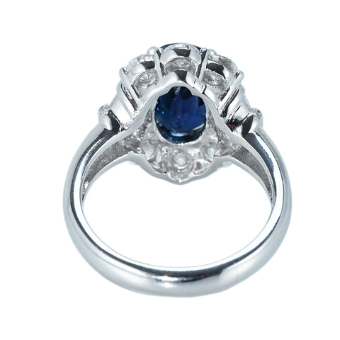 【中古】K18WG SAPPHIRE RING スリランカ産サファイアリング S3.89ct D1.42ct GRS鑑別書 8.4g ＃13.5