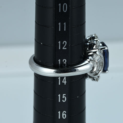 【中古】K18WG SAPPHIRE RING スリランカ産サファイアリング S3.89ct D1.42ct GRS鑑別書 8.4g ＃13.5