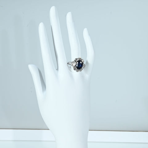 【中古】K18WG SAPPHIRE RING スリランカ産サファイアリング S3.89ct D1.42ct GRS鑑別書 8.4g ＃13.5