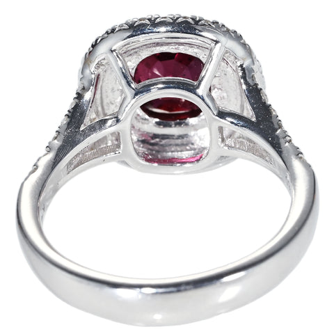 【中古】 K18WG MOZAMBIQUE NO HEAT RUBY RING モザンビーク産ルビーリング R2.03ct D0.60ct GRS鑑別書 7.3g #13.5