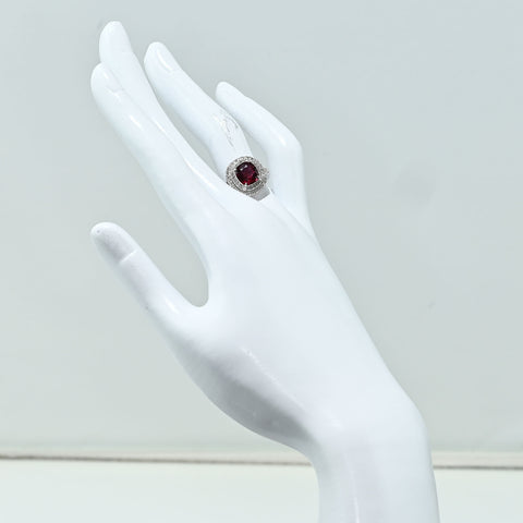 【中古】 K18WG MOZAMBIQUE NO HEAT RUBY RING モザンビーク産ルビーリング R2.03ct D0.60ct GRS鑑別書 7.3g #13.5