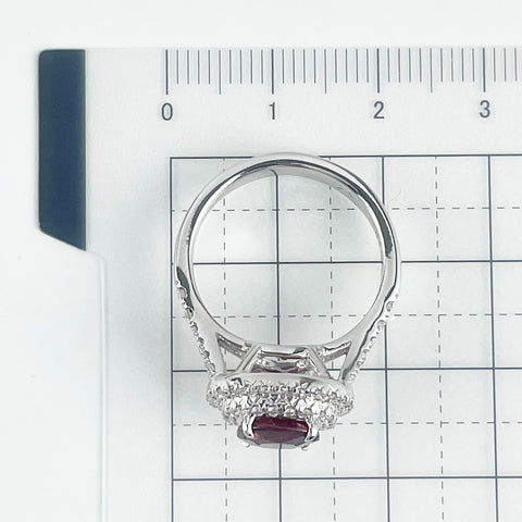 【中古】 K18WG MOZAMBIQUE NO HEAT RUBY RING モザンビーク産ルビーリング R2.03ct D0.60ct GRS鑑別書 7.3g #13.5