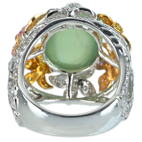 【中古】K18WG/YG/PG PLEHNITE RING プレーナイトリング 11.18ct Ｓ0.95ct D0.85ct 14.4g #14