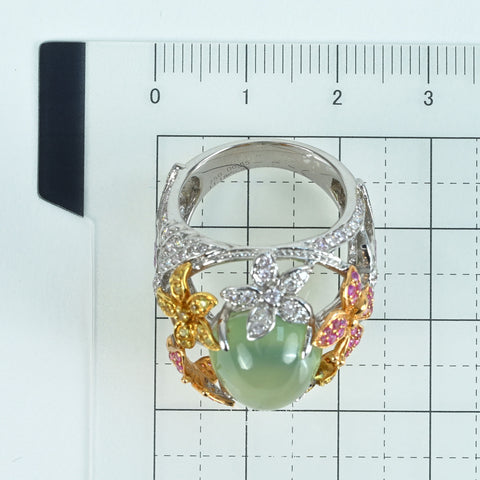 【中古】K18WG/YG/PG PLEHNITE RING プレーナイトリング 11.18ct Ｓ0.95ct D0.85ct 14.4g #14