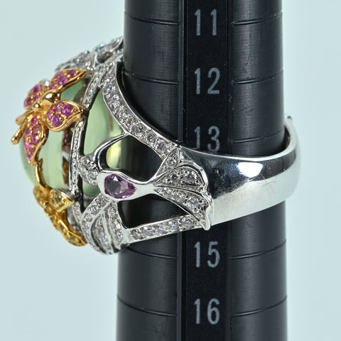 【中古】K18WG/YG/PG PLEHNITE RING プレーナイトリング 11.18ct Ｓ0.95ct D0.85ct 14.4g #14