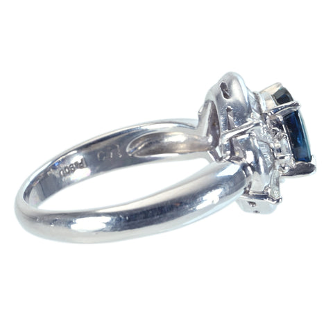 【中古】PT900 SAPPHIREサファイアリング S1.59ct D0.80ct 8.1g #15