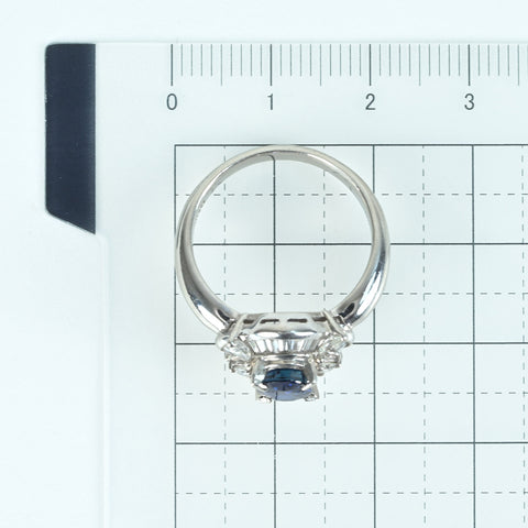 【中古】PT900 SAPPHIREサファイアリング S1.59ct D0.80ct 8.1g #15
