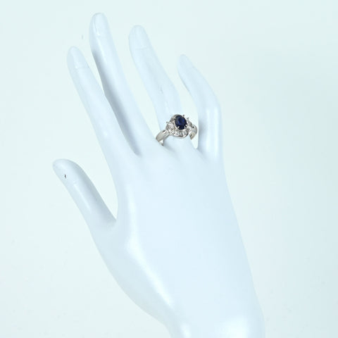 【中古】PT900 SAPPHIREサファイアリング S1.59ct D0.80ct 8.1g #15