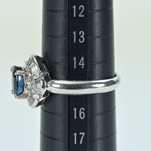 【中古】PT900 SAPPHIREサファイアリング S1.59ct D0.80ct 8.1g #15