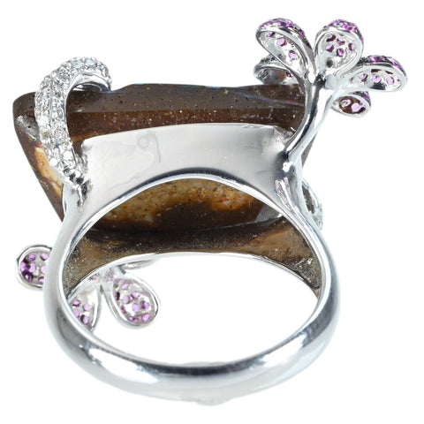 【中古】K18WG BOULDER OPALボルダーオパール・ピンクサファイアリング O13.42ct PS0.86ct D0.27ct 10.0g #15