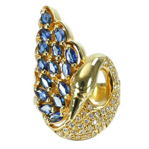 【中古】K18YG SAPPHIRE RING サファイアリング S2.11ct D0.35ct 15.6g #15