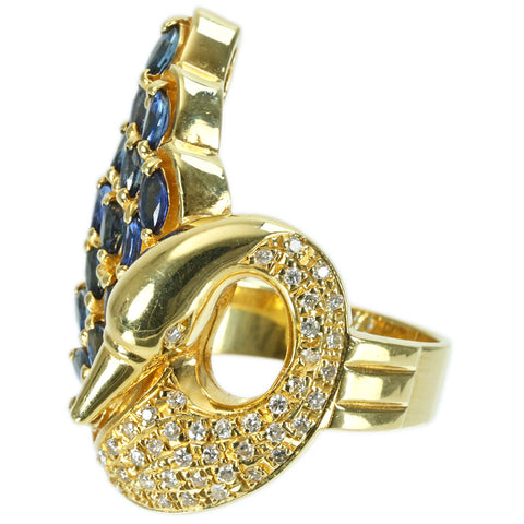 【中古】K18YG SAPPHIRE RING サファイアリング S2.11ct D0.35ct 15.6g #15