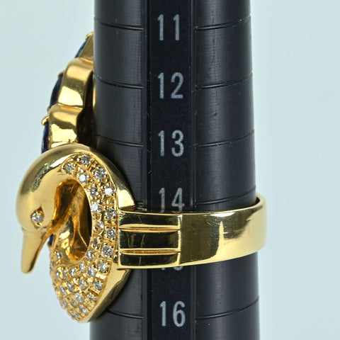 【中古】K18YG SAPPHIRE RING サファイアリング S2.11ct D0.35ct 15.6g #15