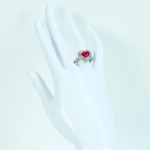 【中古】K18WG/YG RUBY非加熱ルビーリング R2.10ct D1.30ct AIGSピジョンブラッド鑑別書 5.3g #14