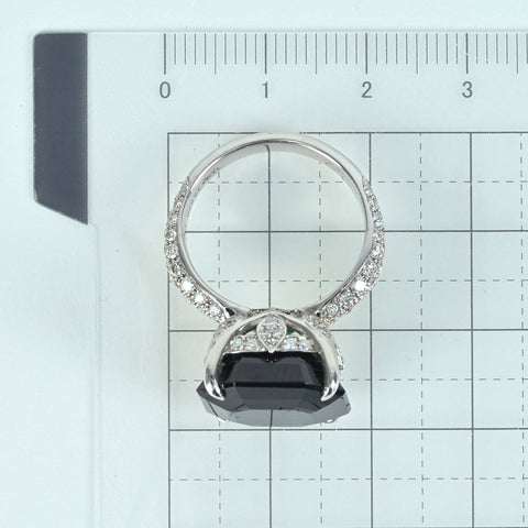 【中古】K18WG TOURMALINEグリーントルマリンリング T13.679ct D1.30ct 9.5g #14
