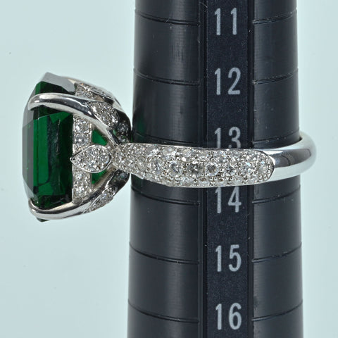 【中古】K18WG TOURMALINEグリーントルマリンリング T13.679ct D1.30ct 9.5g #14