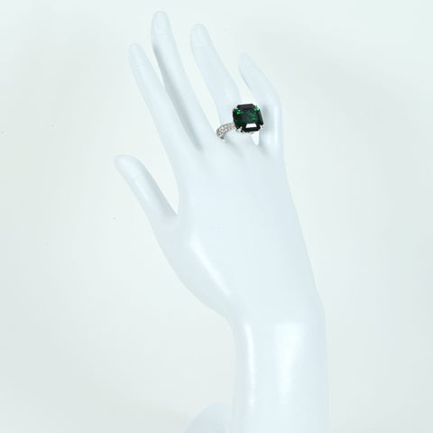 【中古】K18WG TOURMALINEグリーントルマリンリング T13.679ct D1.30ct 9.5g #14