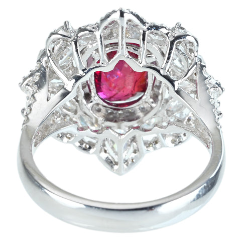 【中古】K18WG RUBY モザンビーク産非加熱ルビーリング R3.02ct D1.36ct GRS鑑別書 6.7g ＃12.5