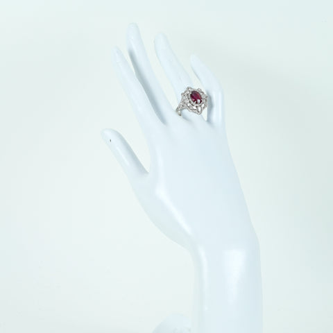 【中古】K18WG RUBY モザンビーク産非加熱ルビーリング R3.02ct D1.36ct GRS鑑別書 6.7g ＃12.5