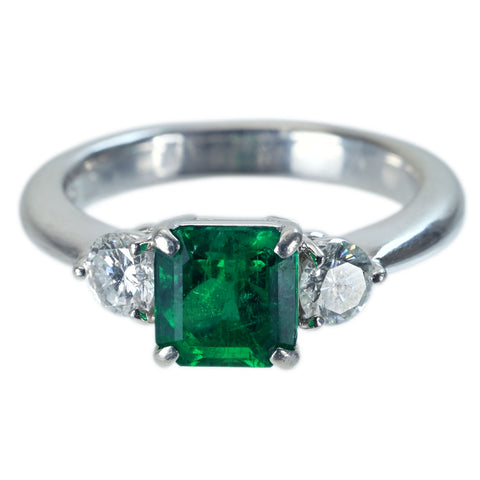 【中古】PT900 EMERALD RING エメラルドリング E1.48ct D0.47ct 7.4g #12