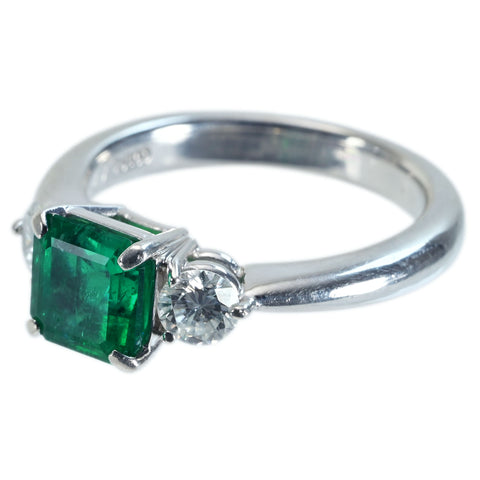 【中古】PT900 EMERALD RING エメラルドリング E1.48ct D0.47ct 7.4g #12