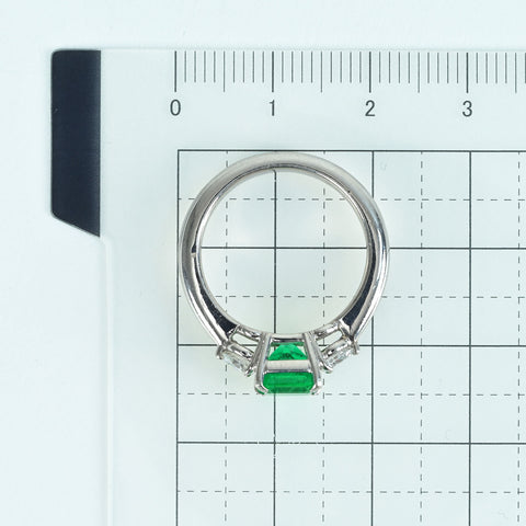【中古】PT900 EMERALD RING エメラルドリング E1.48ct D0.47ct 7.4g #12