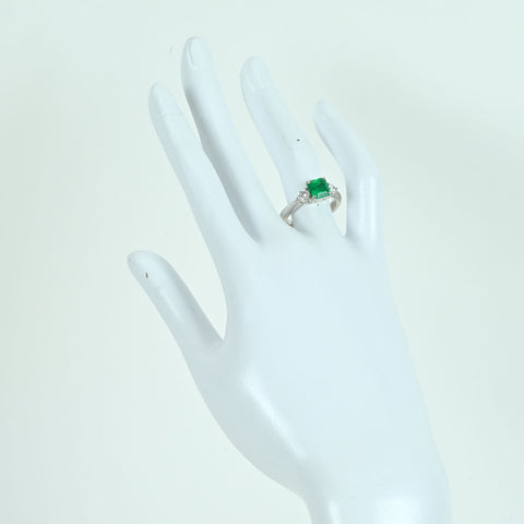 【中古】PT900 EMERALD RING エメラルドリング E1.48ct D0.47ct 7.4g #12