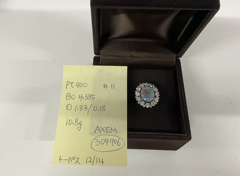 【中古】PT900 BLACK OPAL RING ブラックオパールリング BO4.385ct D1.83ct 10.8g #11