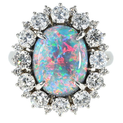 【中古】PT900 BLACK OPAL RING ブラックオパールリング BO4.385ct D1.83ct 10.8g #11