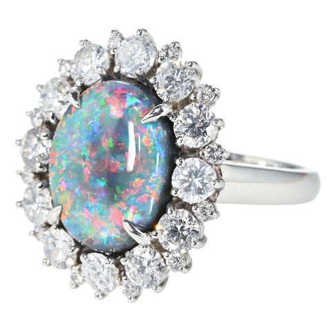 【中古】PT900 BLACK OPAL RING ブラックオパールリング BO4.385ct D1.83ct 10.8g #11