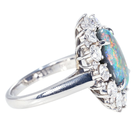 【中古】PT900 BLACK OPAL RING ブラックオパールリング BO4.385ct D1.83ct 10.8g #11