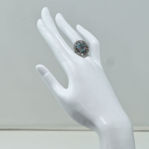 【中古】PT900 BLACK OPAL RING ブラックオパールリング BO4.385ct D1.83ct 10.8g #11