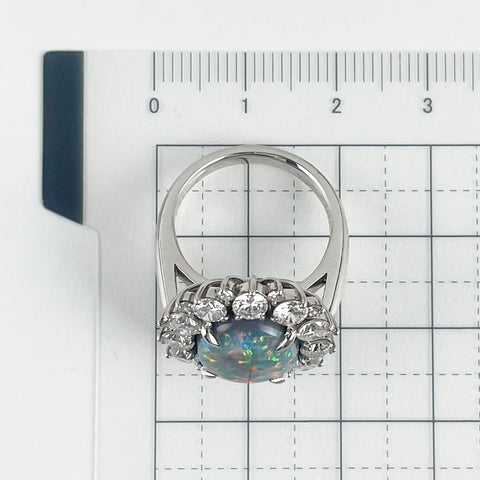 【中古】PT900 BLACK OPAL RING ブラックオパールリング BO4.385ct D1.83ct 10.8g #11