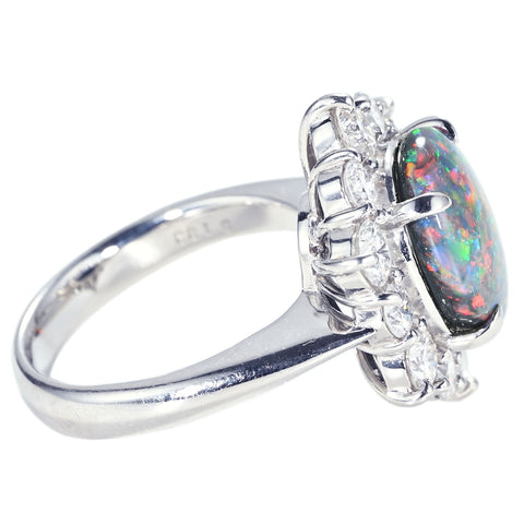 【中古】PT900 BLACK OPAL RING ブラックオパールリング BO2.90ct D1.65ct CGLソーティング 12.8g #12