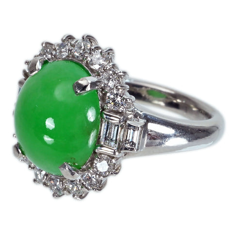 【中古】PT900 JADEITE ヒスイリング D1.105ct 13.5g #11.5