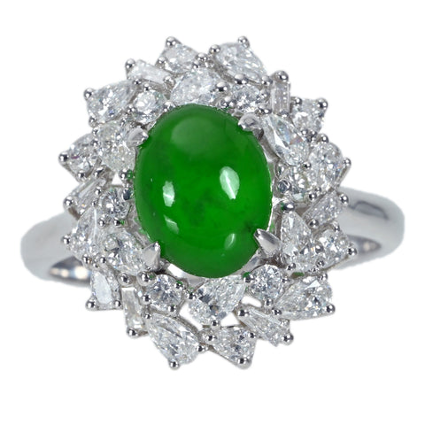 【中古】K18YG JADEITE RING ヒスイリング J2.313ct D1.02ct CGLソーティング 5.2g #13