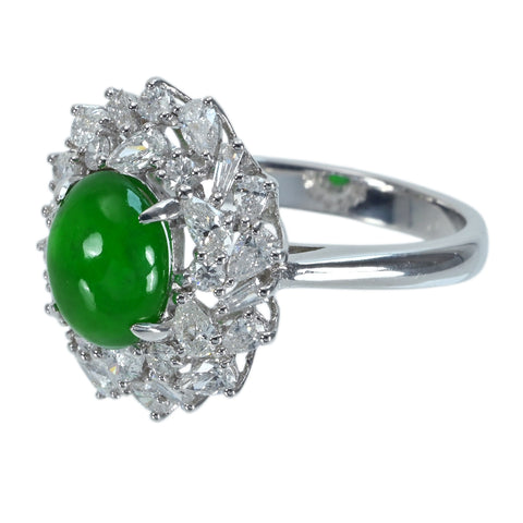 【中古】K18YG JADEITE RING ヒスイリング J2.313ct D1.02ct CGLソーティング 5.2g #13