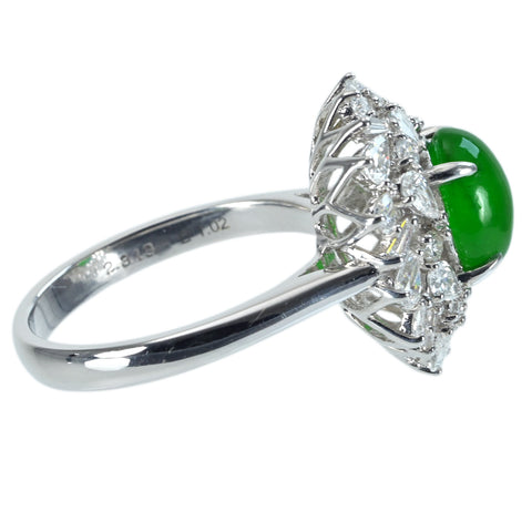 【中古】K18YG JADEITE RING ヒスイリング J2.313ct D1.02ct CGLソーティング 5.2g #13