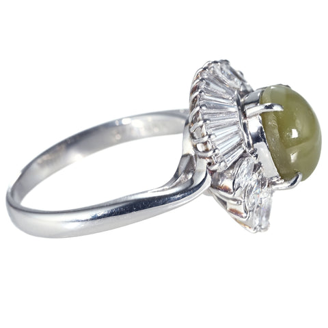 【中古】PT900 CATS EYE RING クリソベリルキャッツアイリング CE3.61ct D1.10ct 9.0g #15